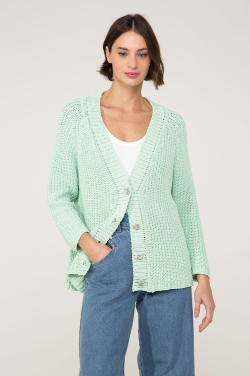 CASACO TRICOT GREEN V24