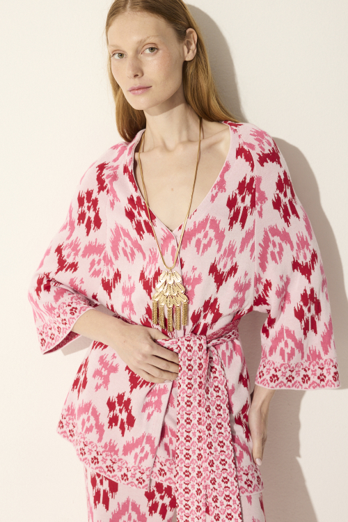 CASACO TRICOT PINK IKAT V26