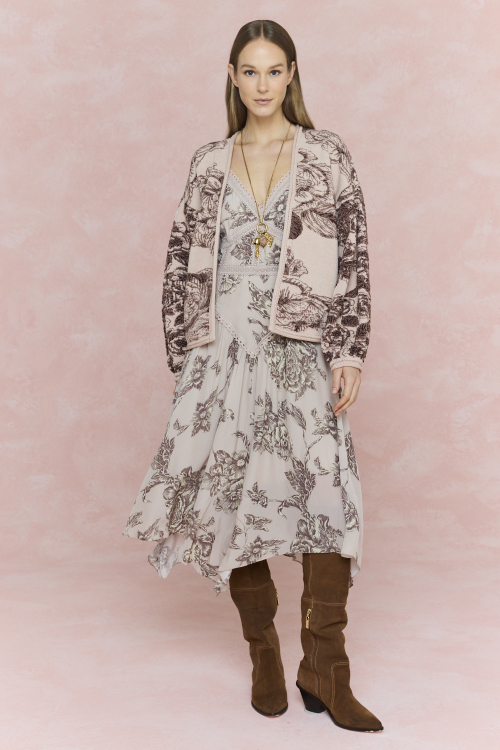 CASACO TRICOT ROSES I26