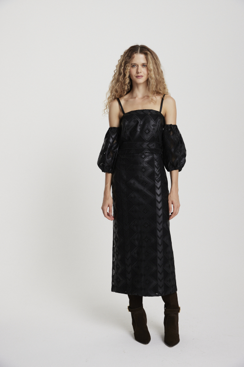 VESTIDO LACE LEATHER I25