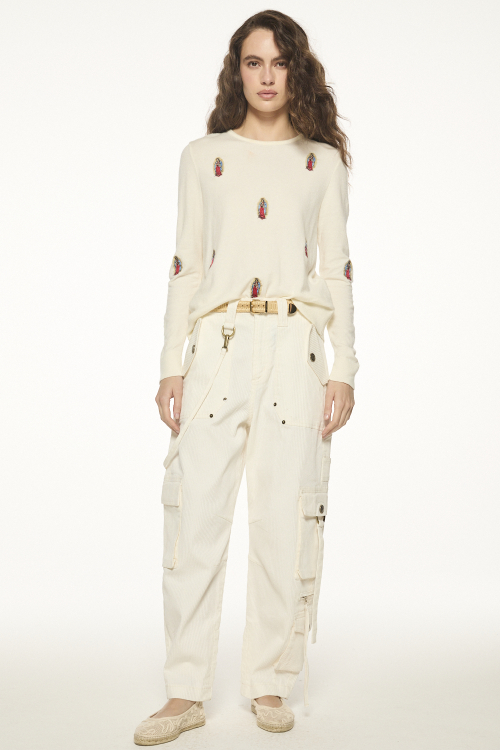 CALCA SARJA CANELADA OFF-WHITE V27