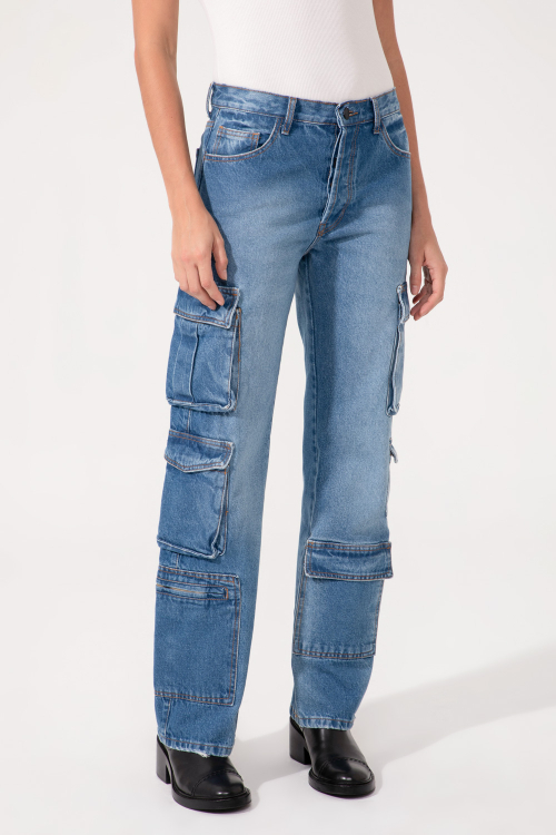 CALCA JEANS CARGO CAROLINA  I23