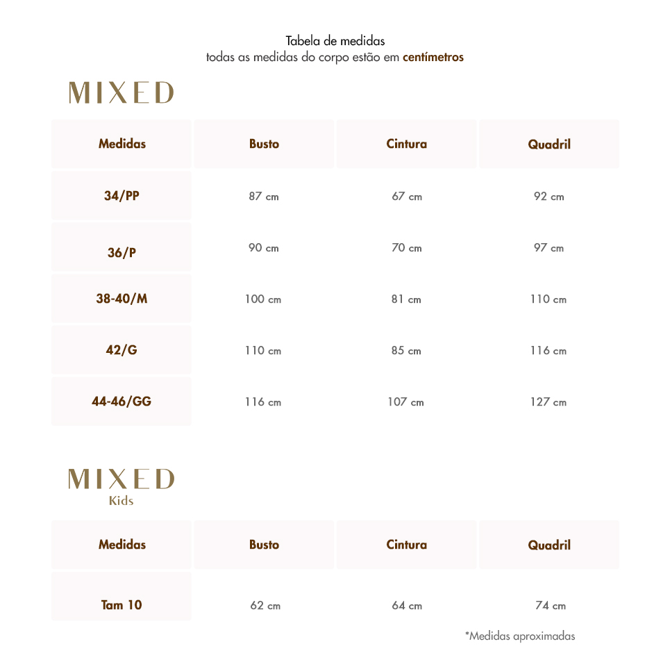 Tabela de Medidas
